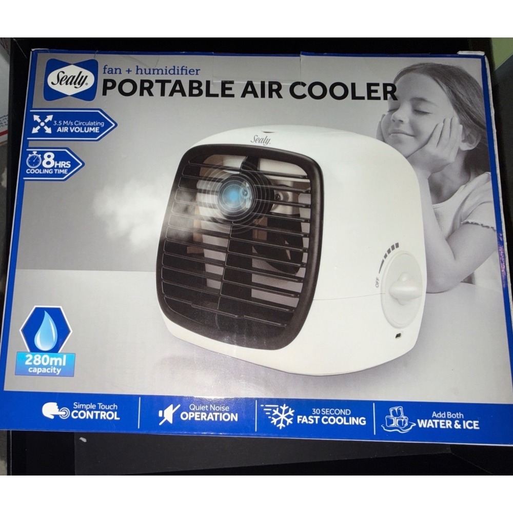 Sealy Portable Air Cooler Fan Humidifier Quiet Operation 280ml Capacity